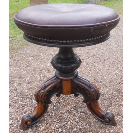Antiker viktorianischer Stativ Klavierhocker aus Walnuss