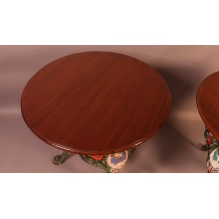 seltenes, antikes Tischchen mit Tischplatte aus Mahagoni Massivholz Gusseisen 1860