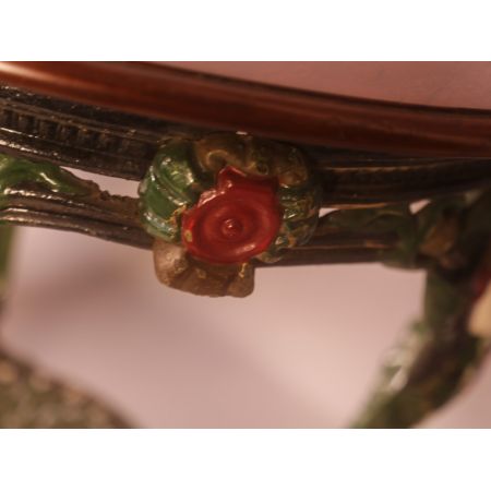 seltenes, antikes Tischchen mit Tischplatte aus Mahagoni Massivholz Gusseisen 1860