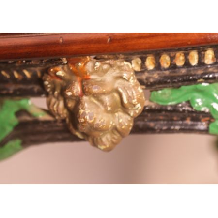 seltenes, antikes Tischchen mit Tischplatte aus Mahagoni Massivholz Gusseisen 1860