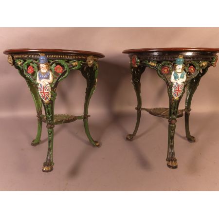 seltenes, antikes Tischchen mit Tischplatte aus Mahagoni Massivholz Gusseisen 1860