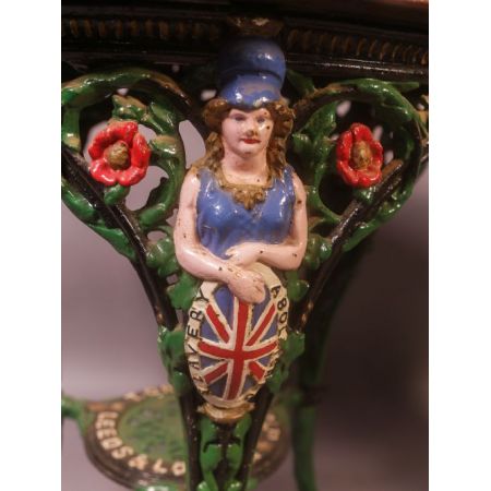 seltenes, antikes Tischchen mit Tischplatte aus Mahagoni Massivholz Gusseisen 1860