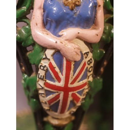 seltenes, antikes Tischchen mit Tischplatte aus Mahagoni Massivholz Gusseisen 1860