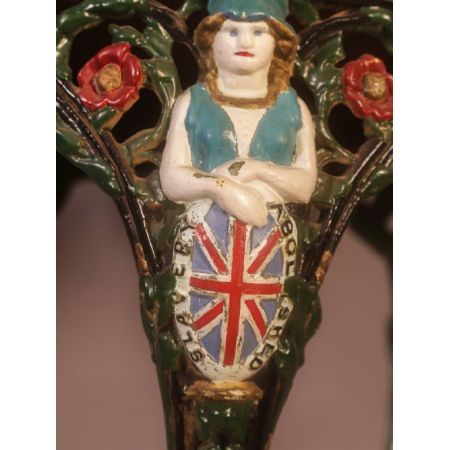 seltenes, antikes Tischchen mit Tischplatte aus Mahagoni Massivholz Gusseisen 1860