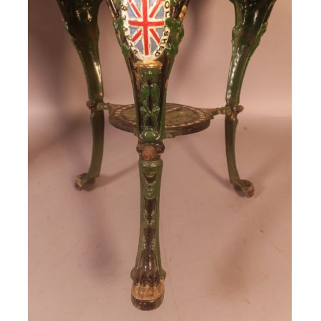 seltenes, antikes Tischchen mit Tischplatte aus Mahagoni Massivholz Gusseisen 1860