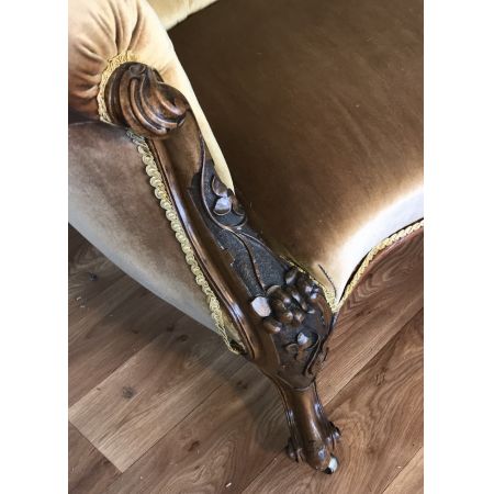 Antike viktorianische Couch aus Walnussholz