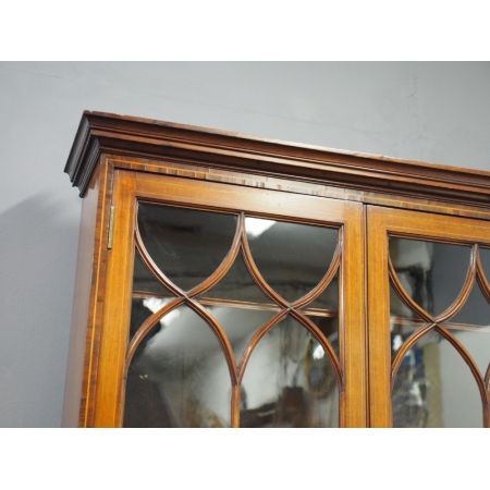 Antikes Inlaid-Zylinder Bücheregal aus Mahagoni