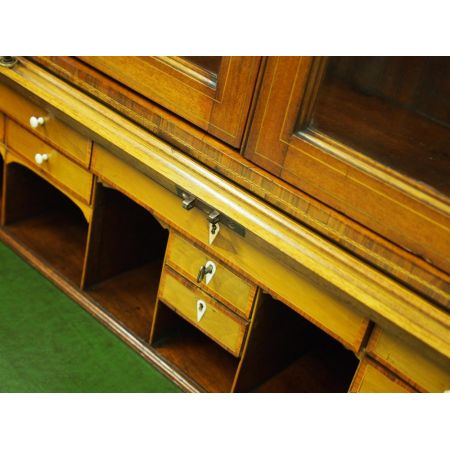 Antikes Inlaid-Zylinder Bücheregal aus Mahagoni