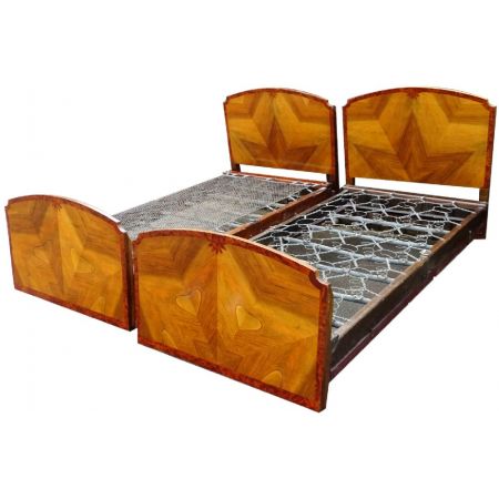 Antikes Paar Art-Deco Einzelbetten aus den 1930er Jahren