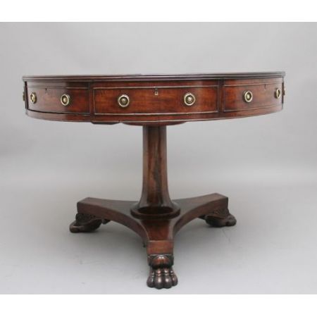 Antiker Mahagoni-Drum-Tisch aus dem frühen 19. Jahrhundert