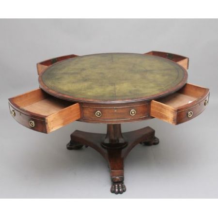 Antiker Mahagoni-Drum-Tisch aus dem frühen 19. Jahrhundert