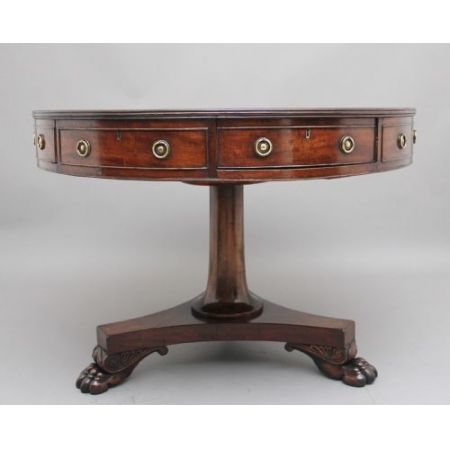 Antiker Mahagoni-Drum-Tisch aus dem frühen 19. Jahrhundert