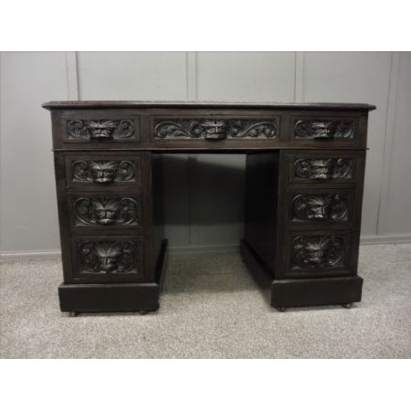 antiker Eichenholzschreibtisch Massivholz 1890