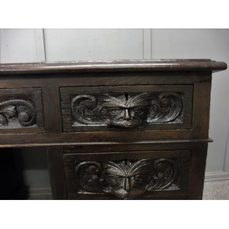 antiker Eichenholzschreibtisch Massivholz 1890