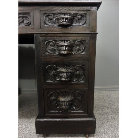 antiker Eichenholzschreibtisch Massivholz 1890