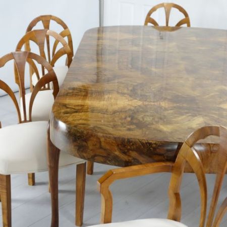 antike Art-Déco-Esszimmergarnitur von Maurice Adams aus Mahagoni Massivholz 1930