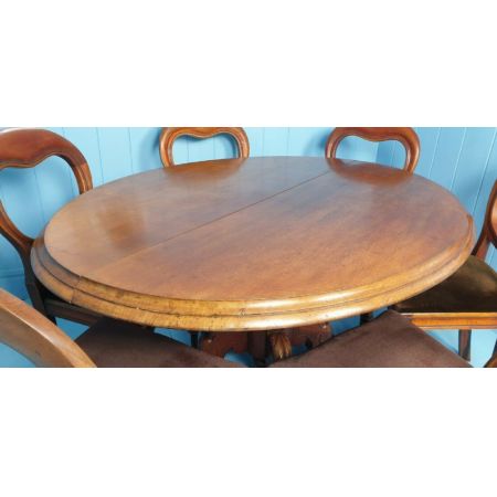 Ovaler Esstisch, mit sechs Stühlen mit Löffelrücken aus Mahagoni aus den 1870er Jahren 