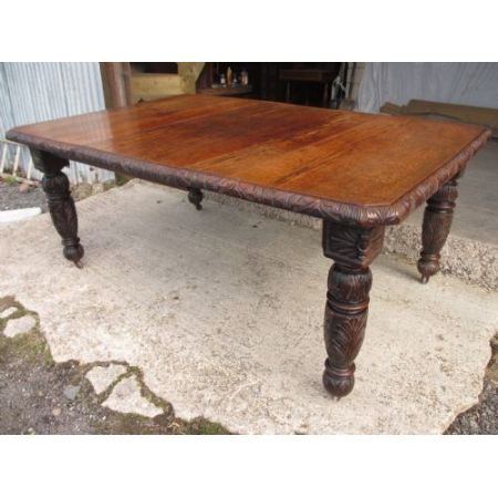 Antiker viktorianischer Esstisch mit Ausziehmechanismus aus Eichenholz