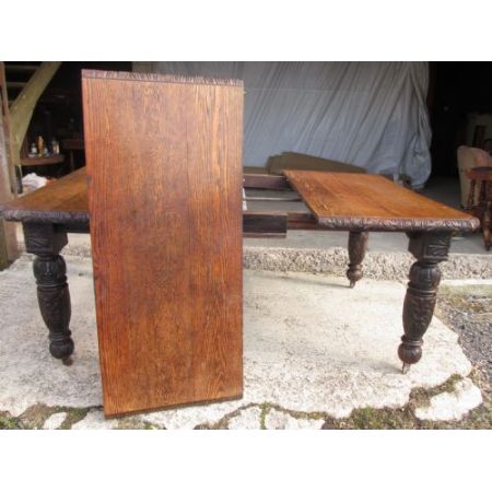 Antiker viktorianischer Esstisch mit Ausziehmechanismus aus Eichenholz