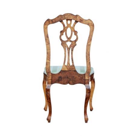 Antiker schwedischer Nussbaum Esstisch mit sechs Stühlen aus dem 19, Jahrhundert