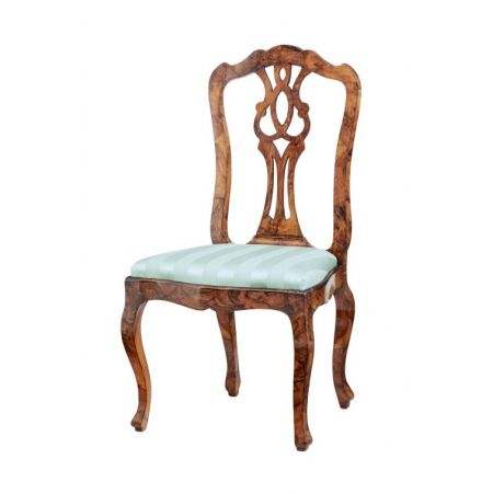 Antiker schwedischer Nussbaum Esstisch mit sechs Stühlen aus dem 19, Jahrhundert