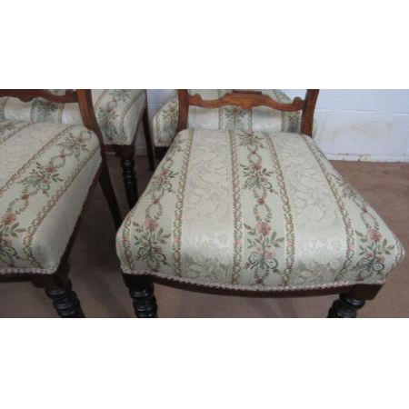 Vier antike edwardianische Inlay Stühle aus Walnussholz