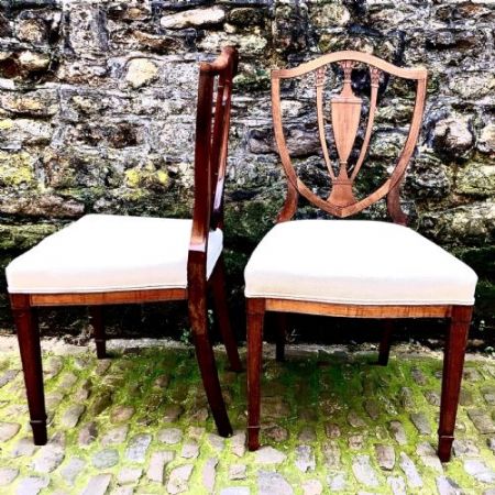Antikes Paar edwardianischer Side Chairs aus Mahagoni