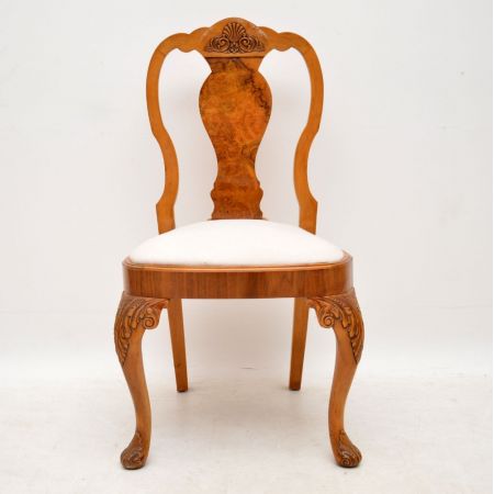 Antiker Walnuss Esstisch und 8 Stühle im Queen Anne Stil