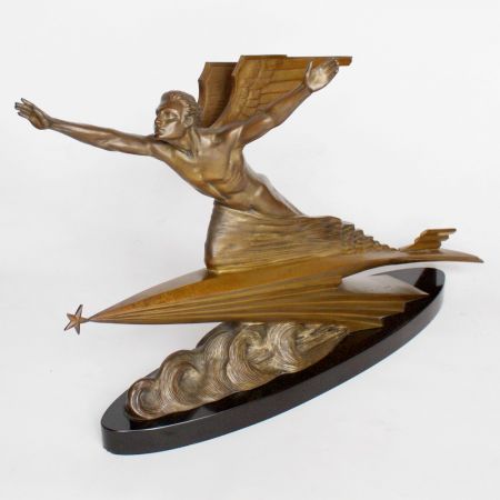 'the aviator' eine Art-Deco bronze Skulptur von Frederic Focht