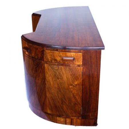 Antikes Art Deco Demi-Lune Sideboard aus England um 1930