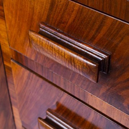 Antikes Art Deco Demi-Lune Sideboard aus England um 1930