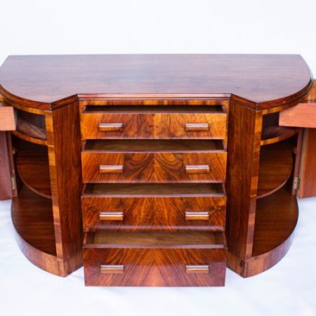 Antikes Art Deco Demi-Lune Sideboard aus England um 1930