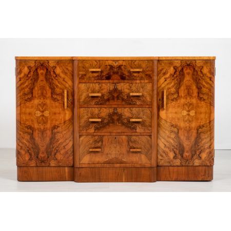Hervorragendes Sideboard aus Walnussholz mit Art-Deco-Figur