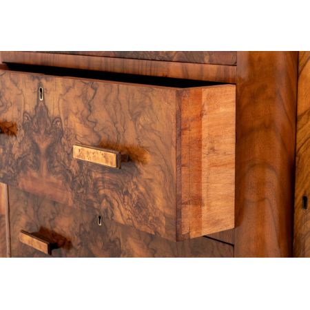 Hervorragendes Sideboard aus Walnussholz mit Art-Deco-Figur