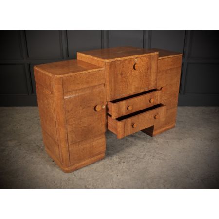 Art-Deco-Walnuss-Cocktailschrank im Epstein-Stil