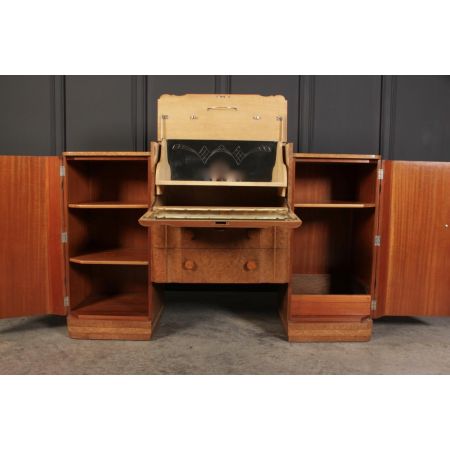 Art-Deco-Walnuss-Cocktailschrank im Epstein-Stil