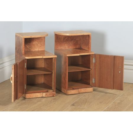 Sechsteiliges Schlafzimmerset im antiken englischen Art-Déco-Stil aus Wurzelnussholz Massivholz von M. P. Davis Furniture Manufacturers of London um 1930