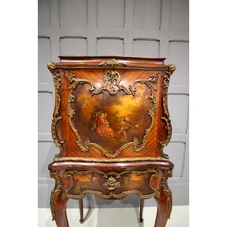 Premium! französisches "bureau de dame" mit Vernis Martin aus Königsholz Massivholz 19. Jahrhundert antik