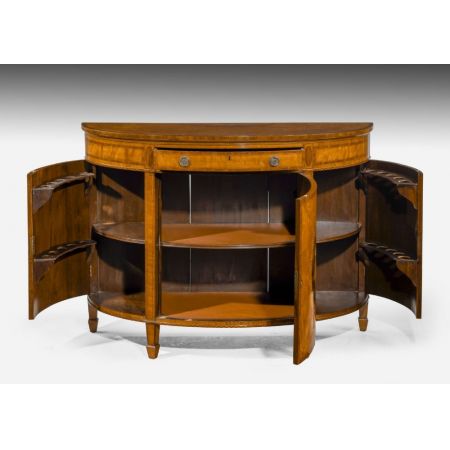 Premium! Antike demilune Kommode im Stil Kauffmanns aus Satinholz Massivholz 1880