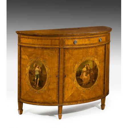 Premium! Antike demilune Kommode im Stil Kauffmanns aus Satinholz Massivholz 1880