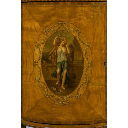 Premium! Antike demilune Kommode im Stil Kauffmanns aus Satinholz Massivholz 1880