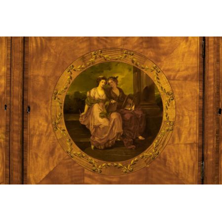 Premium! Antike demilune Kommode im Stil Kauffmanns aus Satinholz Massivholz 1880