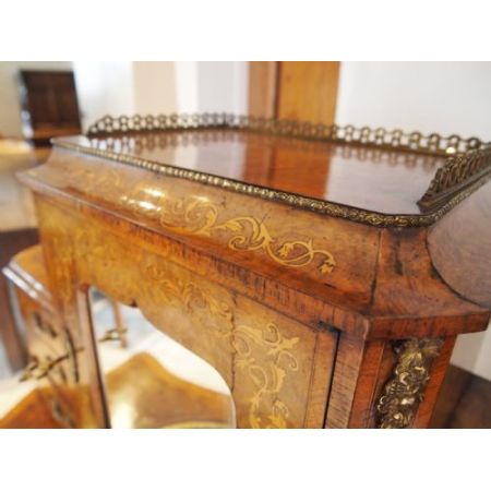 Premium! Seltenes Paar Bonheur du jour's aus Wurzelnussholz Massivholz 1860 antik