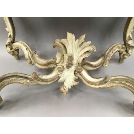 Premium! Italienischer Rokoko-Konsolentisch mit blautürkisfarbener Marmorplatte Massivholz um 1760 antik