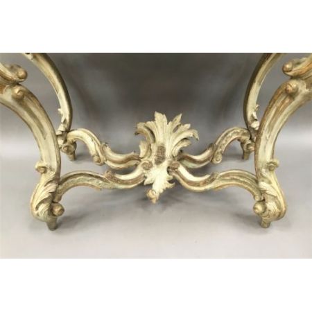 Premium! Italienischer Rokoko-Konsolentisch mit blautürkisfarbener Marmorplatte Massivholz um 1760 antik