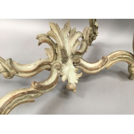 Premium! Italienischer Rokoko-Konsolentisch mit blautürkisfarbener Marmorplatte Massivholz um 1760 antik