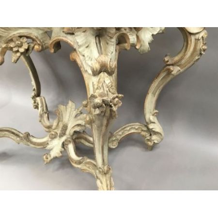 Premium! Italienischer Rokoko-Konsolentisch mit blautürkisfarbener Marmorplatte Massivholz um 1760 antik