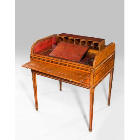 Premium! Antiker Satinholz Tambour-Top-Schreibtisch aus der Zeit George III