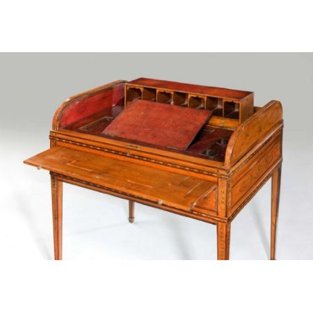 Premium! Antiker Satinholz Tambour-Top-Schreibtisch aus der Zeit George III