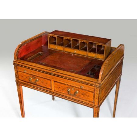 Premium! Antiker Satinholz Tambour-Top-Schreibtisch aus der Zeit George III